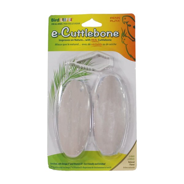 Penn-Plax Bird-Life (BA655) Natural E Cuttlebones | Enriched with Omega 3 and Vitamin B1 | Great for All Birds | 2 cuttlebone Treats per Package
