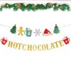 Glitter Christmas Hot Chocolate Banner with Christmas Tree Snowflake Santa Hat Hot Cocoa Bar Garland Banner for Wintertime Christmas Theme New Year Holiday Party Sign Decorations Supplies