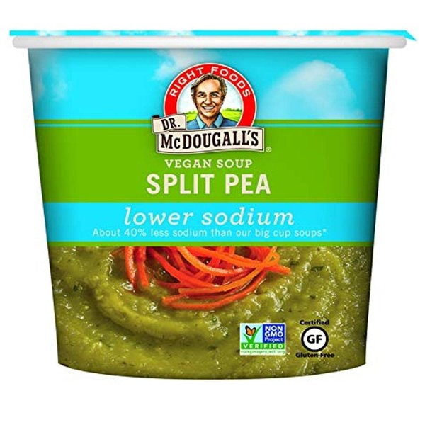 Dr. McDougall's Right Foods Vegan Split Pea Soup Lower Sodium, 1.9 Ounce Cups (Pack of 6)