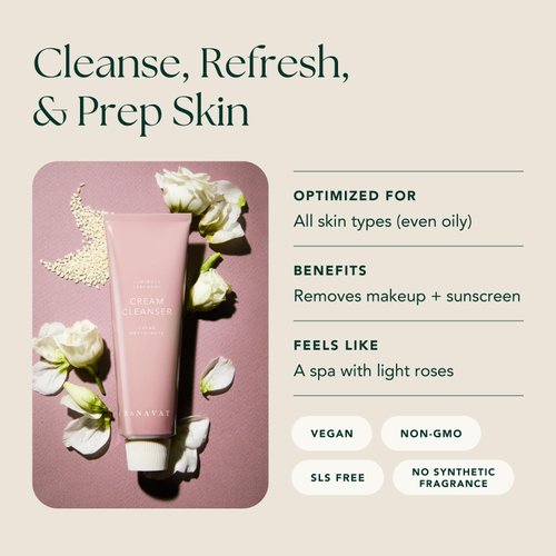 RANAVAT Luminous Ceremony Crème Cleanser - Daily Facial Cleanser Doubles as Waterproof Eye Makeup Remover - Gentle Face Wash to Detoxify and Nourish (3.4 oz)