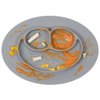 ez pz Mini Mat for 12 Months+ (Gray) - 100% Silicone Baby Plates with Suction and Built-in Placemat for Infants + Toddlers - Baby Led Weaning - For Highchair, Dining Table and Travel