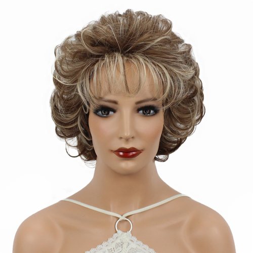 Aimole Women Synthetic Wig Natural Mid length Curly Hair Blonde Wigs (12-83)