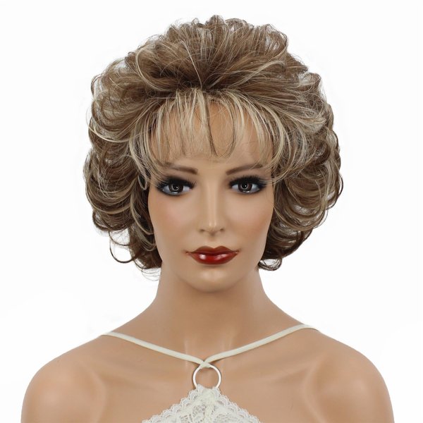 Aimole Women Synthetic Wig Natural Mid length Curly Hair Blonde Wigs (12-83)