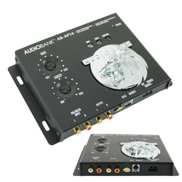 AudioBank AB-AP14 1/2 Din Car Audio Digital Bass Processor, Bass Maximizer & Sound Restoration with Dash Mount Remote Control & Lighted Bass Restoration Display-2nd Gen
