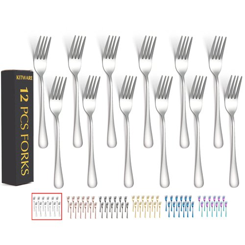 Silver Salad Forks Set of 12 pieces，Stainless Steel Flatware Forks 6.8 inch，Mirror Polish Small Utensils, New Kitchen Essentials Cutlery Set Dishwasher Safe
