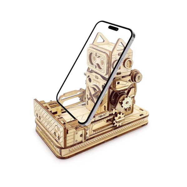 Foyucool 3D Wooden Puzzles for Adults, 126 Pieces Robot Wooden Cell Phone Stand, DIY Robot Puzzle Model Kits for Teens Adults, Home Décor Ideal for Birthday Christmas Souvenir Gift, S0101P