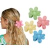 DS. DISTINCTIVE STYLE Flower Claw Clip Set of 4 Hair Clips for Thick Hair Matte Color Medium Claw Clips (baby pink, baby blue, pale yellow, pale green)