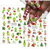 Christmas Nail Art Stickers Funny Cartoon Grinchs Design 3D Self-Adhesive Nail Decals Xmas Tree Santa Claus Acrylic Nail Decorations Winter Nail Supplies Holiday DIY Manicure Accessories for Women