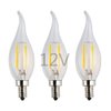 OPALRAY AC/DC 12V Low Voltage LED Candelabra Bulb, 2W 200Lm, Dimmable with DC Dimmer, Warm White Light, E12 Base, Clear Glass Flame Tip, 25W Incandescent Replacement, for 12 Volts Power, 3 Pack