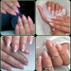 450PCS 15 Sizes Short Almond Nail Tips Soft Gel Clear Press on Nails Half Matte Full Cover Acrylic Nail Pre-shape for Nail Extension
