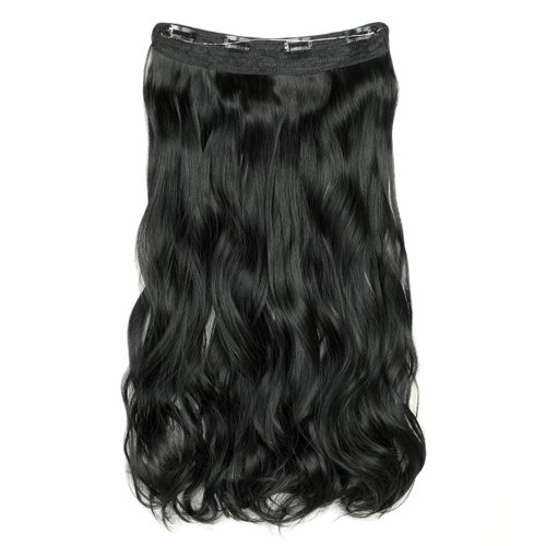 LOHXINHAIR Invisible Wire Halo Hair Extensions Transparent Wire Adjustable Size 4 Secure Clips 24 Inch Long Wavy Curly Secret Hairpiece for Women