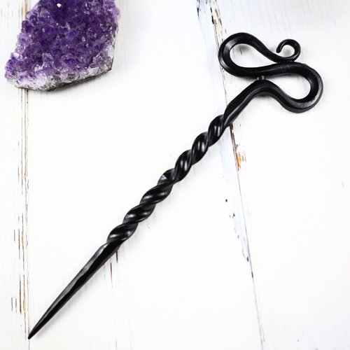 Twist Hand Forged Styling Pins Black Wicca Witch Hair Slide Renaissance Festival Hair Acceossories for Women Hair Stick