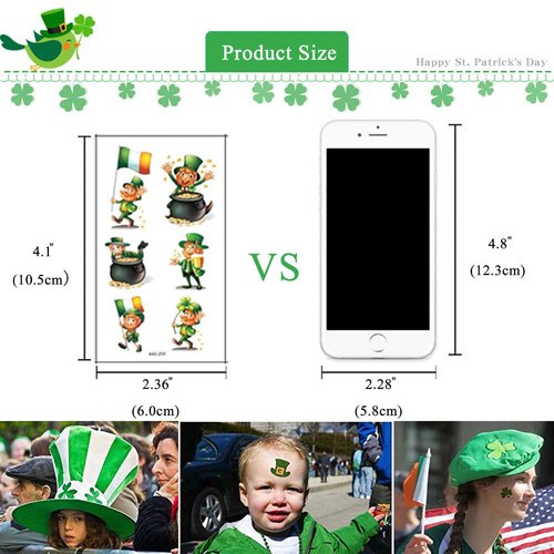 COKOHAPPY 169Pcs St Patricks Day Temporary Tattoos Face Sticker, 20 Sheets Body Temporary Tattoos Decorative Stickers for Saint Patrick's Day Party Favor Decoration