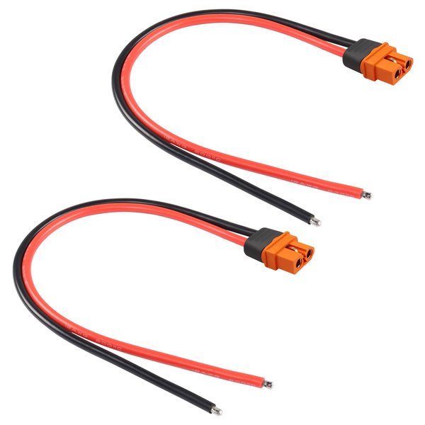 GELRHONR 2 Packs 30CM Short 12AWG XT60i Pigtail Cable,XT60i-F Plug Female with Sheath Housing Connector Silicone Wire for RC Lipo Battery FPV Drone