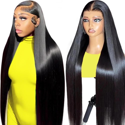 tunfine 30 Inch 13x6 Lace Front Wigs Human Hair, Transparent Hd Lace Front Wigs Human Hair, Glueless Straight Frontal Wigs Human Hair Pre Plucked With Baby Hair, Natural Color