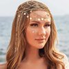 Aukmla Sequin Head Chain Gold 1920s Flapper Headpiece Cap Roaring 20s Halloween Festival Costume Hair Chains Headband for Women and Girls
