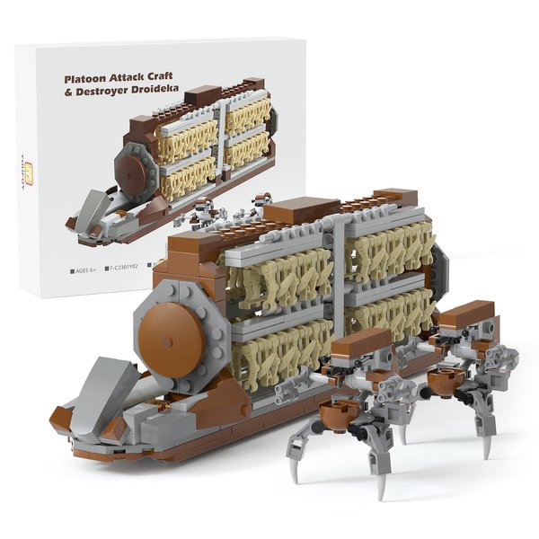 32-Piece Battle Soldiers Army Clanker Platoon Attack Craft Building Kit, with 2 Droidekas Action Figures Building Blocks Set, Toys Gifts for Boys Kids Ages 6-12 Year Old (537 Pieces)