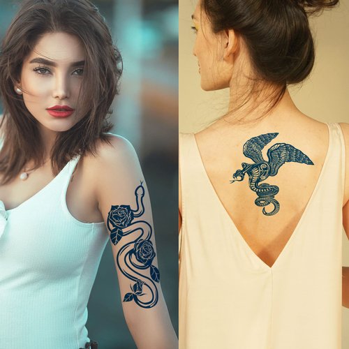 Aresvns Semi Permanent Tattoo for Men and Women,Waterproof and Long-Lasting 2 Weeks Tattoos, Realistic Fake Tattoos Stickers Christmas Gift Blue