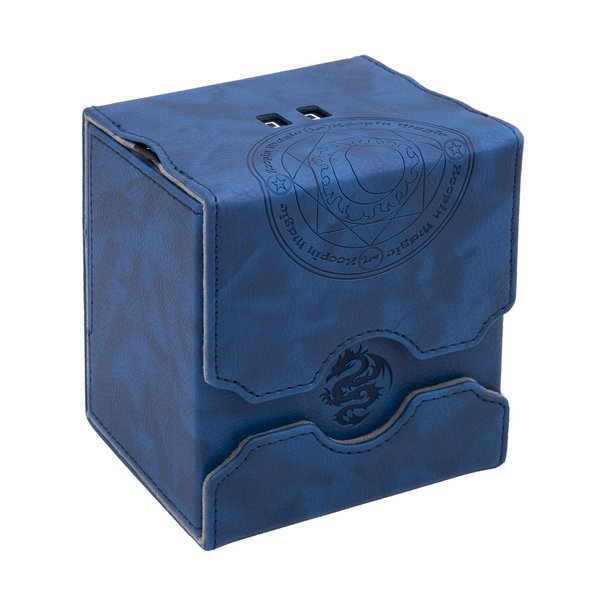 Zoopin Leather Deck Box with Built-in Spinning Life Counter, Blue for MTG,Yugioh,Pokeman,TES Legacy,Munchkins CCG Decks and Also Small Tokens or Dice- Hold 100 Sleeved Cards or 150 Naked Cards …