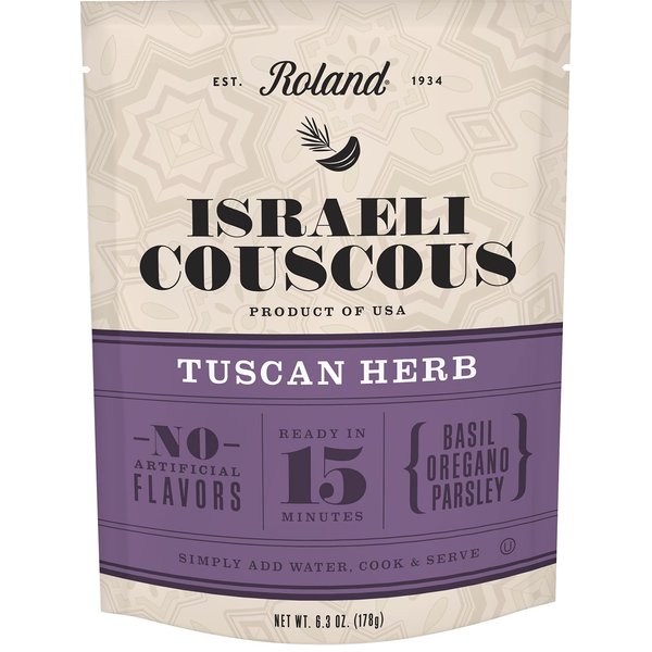 Roland Foods Tuscan Herb Israeli Couscous, Sourced in the USA, 6.3-Ounce Pouch