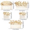 5 Pieces Leaf Hair Side Combs Gold Rhinestone Hair Comb Clips with Teeth Combs for Wedding Hair Accessories for Women, Girls, Bride, Bridesmaid (Gold)