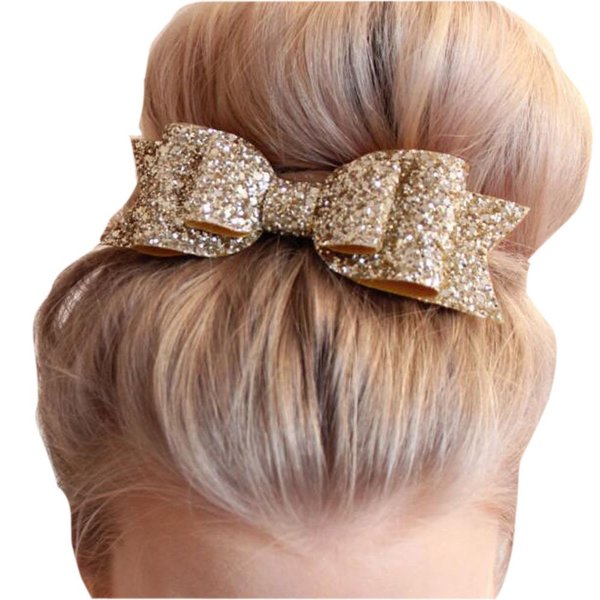 Missgrace Womens Satin Big Bow Hair Clip Barrette Accessory-Sequin Bow Clips
