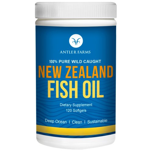 Antler Farms - 100% Pure Wild Caught New Zealand Fish Oil from Deep Ocean, Cold Water Fish, 120 Softgels - Clean, Fresh Omega-3 EPA + DHA Supplement, Keto Friendly, Super Clean