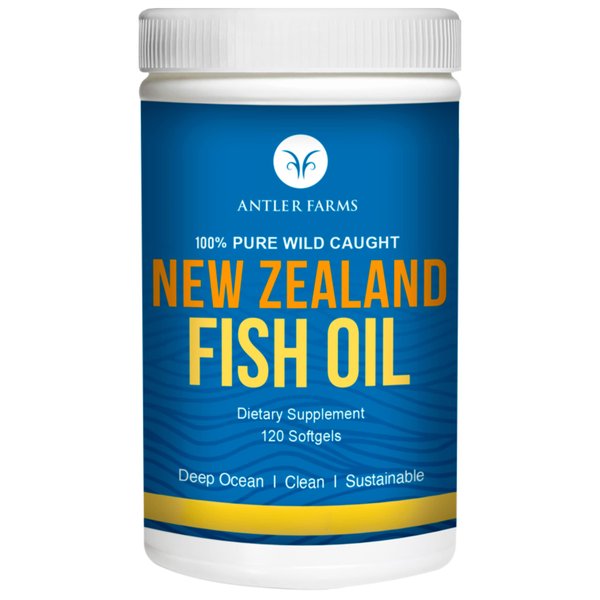 Antler Farms - 100% Pure Wild Caught New Zealand Fish Oil from Deep Ocean, Cold Water Fish, 120 Softgels - Clean, Fresh Omega-3 EPA + DHA Supplement, Keto Friendly, Super Clean