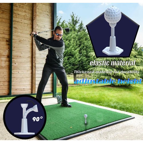 Hotenfes Adjustable Unbreakable Golf Tee，Rubber Golf Tees for Mats，Driving Range Tee，Flight Path Golf Simulator Accessories，3.9 Inch and 2.8 Inch ，Reusable Home Golf Tees （2 Pack Blue+2 high Struts）