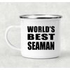 Designsify Gifts, World's Best Seaman, 12oz Camping Mug Stainless Steel Enamel Tea-Cup with Handle, for Birthday Anniversary Mom Dad Parents Fathers Mothers Day Party, to Men Women Him Her Friend Mom