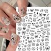 Cute Cartoon Nail Art Stickers Kawaii Cat Nail Stickers Graffiti Cat Dog Flower Star Heart Design 3D Self-Adhesive Nail Decals Black White Nail Art Supply for Women Girls Manicure Accessories 6Sheets