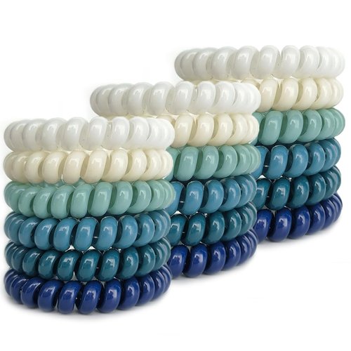 Leenchiry 18 Pieces Spiral Hair Ties Coil Hair Ties Phone Cord Hair Ties Waterproof No Damage Elastic Hair Ties Traceless Ponytail Holder 2.15inch No Crease Hair Bands for Women Girls (Color 2)