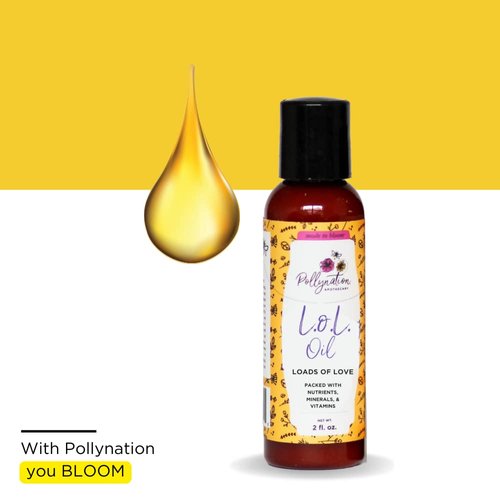 Pollynation "LOL" Loads of Love Hair Oil (2 oz) | Multi-Benefit Hair Oil for all Hair Types | Organic Castor Oil & Natural Ingredients for Protection with Dry Skin or Hair | Handcrafted, 100% Pure