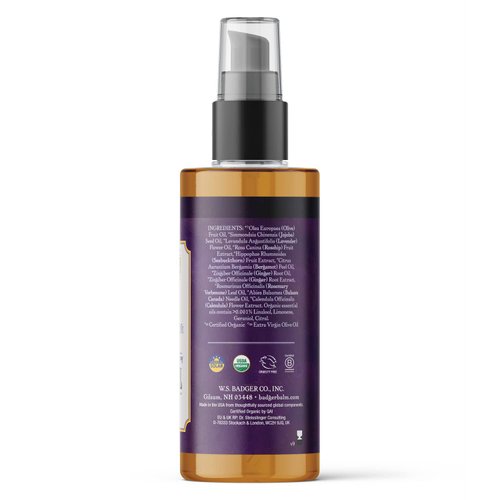 Badger - Aromatherapy Massage Oil, Lavender with Bergamot & Balsam Fir, Certified Organic with Essential Oils, 4 fl oz