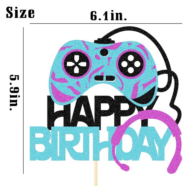 WishFirst Video Games Level Up Happy Birthday Cake Toppers Gamers Birthday Party Favors Supplies For Video Game Game-01 0