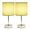 Simple Designs LT2007-GRN Chrome Mini Basic Table Lamp with Fabric Shade, Green