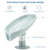 LBshmao-D 2 Pack Soap Holder Leaf-Shape Self Draining Soap Dish Holder, Not Punched Easy Clean Bar Soap Holder, with Suction Cup Soap Dish Suitable for Shower, Bathroom, Kitchen Sink (Grey + Green)
