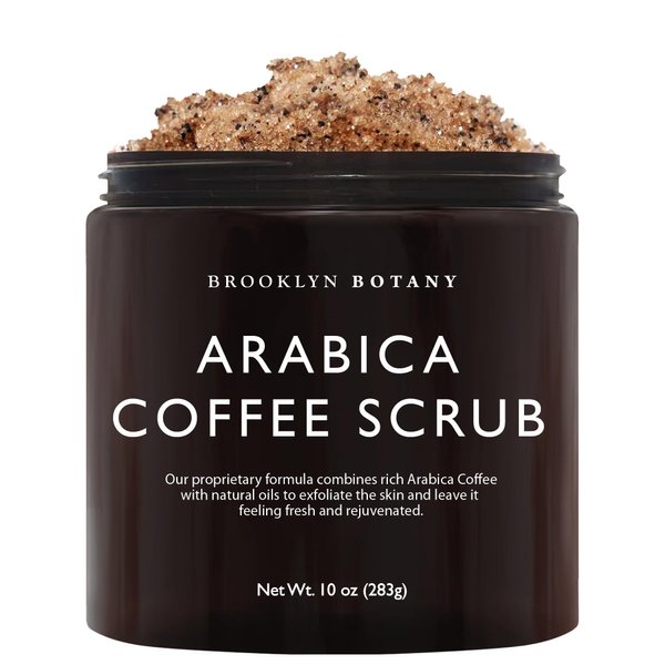 Brooklyn Botany Dead Sea Salt and Arabica Coffee Body Scrub 10 oz - Moisturizing and Exfoliating Body, Face, Hand, Foot Scrub - Fights Stretch Marks, Fine Lines, Wrinkles - Great Gifts for Women & Men