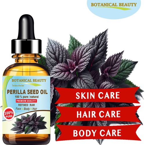 Botanical Beauty PERILLA SEED OIL 100% Pure Natural REFINED Cold-Pressed Carrier Oil 2 Fl oz 60 ml for Face, Skin, Body, Hair, Lip, Nails. Rich in Omega 3, Alpha-Linolenic Acid.