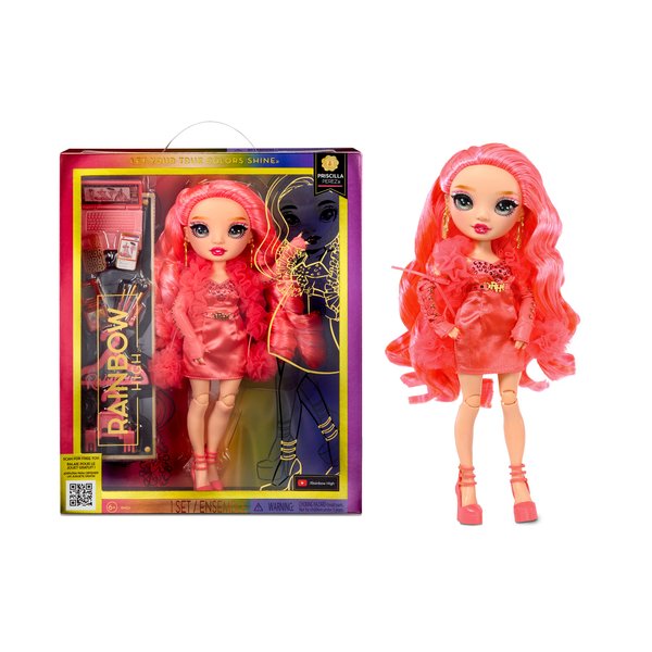 Rainbow High Priscilla- Pink Fashion Doll. Fashionable Outfit & 10+ Colorful Play Accessories. Great Gift for Kids 4-12 Years Old and Collectors.