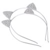 AKOAK 1 Pack Crystal Rhinestone Metal Cat Ear Headband - Amazing Crystal Party Decorations Halloween Cosplay Costume Cat Ear Headpiece (Silver)