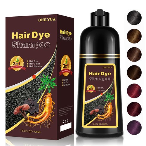 Chestnut Brown Hair Dye Shampoo 3-in-1, Strong Grey Hair Coverage for Men & Women, Instant & Long-lasting Hair Color Shampoo in Minutes, Natural Hair Dye Kit for All Hair Types