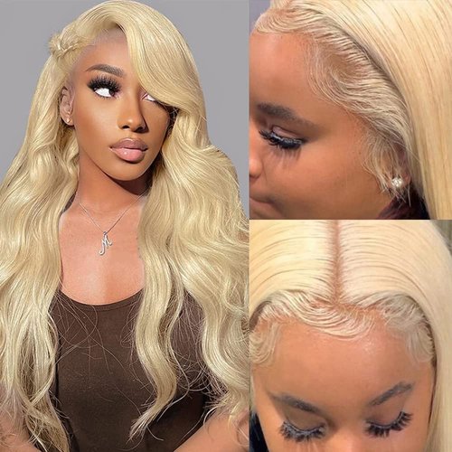 Blonde Body Wave Lace Front Wigs Human Hair 613 Body Wave Lace Front Wigs Human Hair 10A Brazilian Virgin Human Hair Wigs 13x4 Lace Front Wigs for Women 180% Density 613 Curly Lace Front Wigs 26 Inch