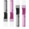 4 Pieces Carbon Lift Teasing Combs with Metal Prong Lift Teasing Comb and Hair Pick Salon Teasing Lifting Fluffing Comb with 5 Stainless Steel Pins for Women Most Hair Types