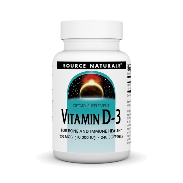 Source Naturals Vitamin D-3, Supports Bone & Immune Health*, 250 mcg (10,000 IU) - 240 Softgels