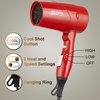 Travel Compact Hair Dryer, 1875W Lightweight Blow Dryer with Detachable Handle,1 Nozzle, 2 Heat Settings, 2 Speed Slide Switch, Cool Shot Button, Fast Drying for Family, Student (Red)