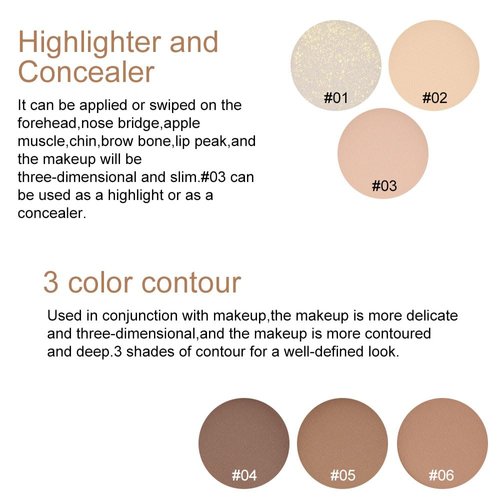 evpct 6 Colors Face Contour and Highlight Palette Face Contouring Makeup Kit for Beginners Cream Contour Palette for Mature Skin Cream Foundation Concealer Bronzer Powder Highlighter Makeup Palette