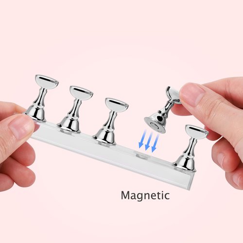 Etercycle Nail Stand Acrylic Nail Art Display Stand Practice Nail Holder for Painting Nails Magnetic Practice Stands with Double-sided Tape For Home DIY Salon Supplies (Silver)