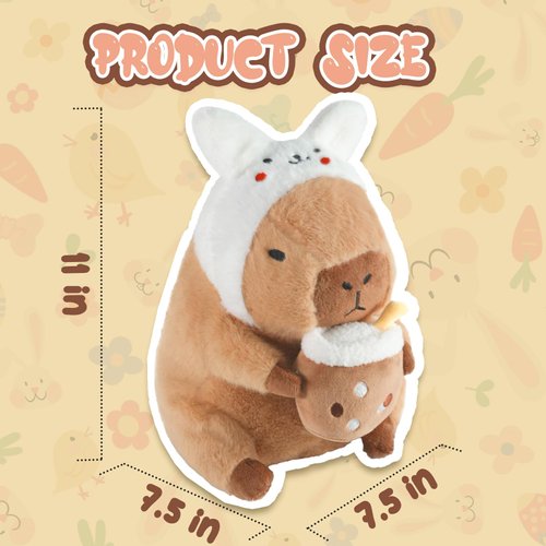 CHDBLOCK Rabbit Capybara, Cute Capybara Plush Pillow Kawaii Rabbit Stuffed Aniamls Capybara Plushies Toys Gifts for Kids 11 inch