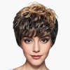 Short Pixie Cut Wig Synthetic Short Curly Wigs for White/Black Women Shot Layered Wavy Hair Wig With Bangs,Daily Wig (Mixed black&blonde 1H27#)